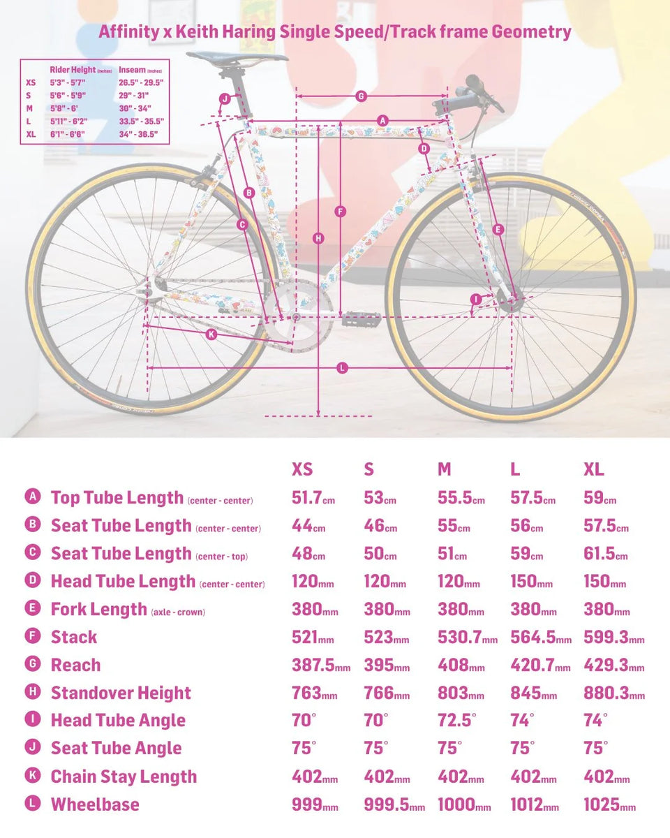 Affinity X Keith Haring Black Single Speed Track frame set