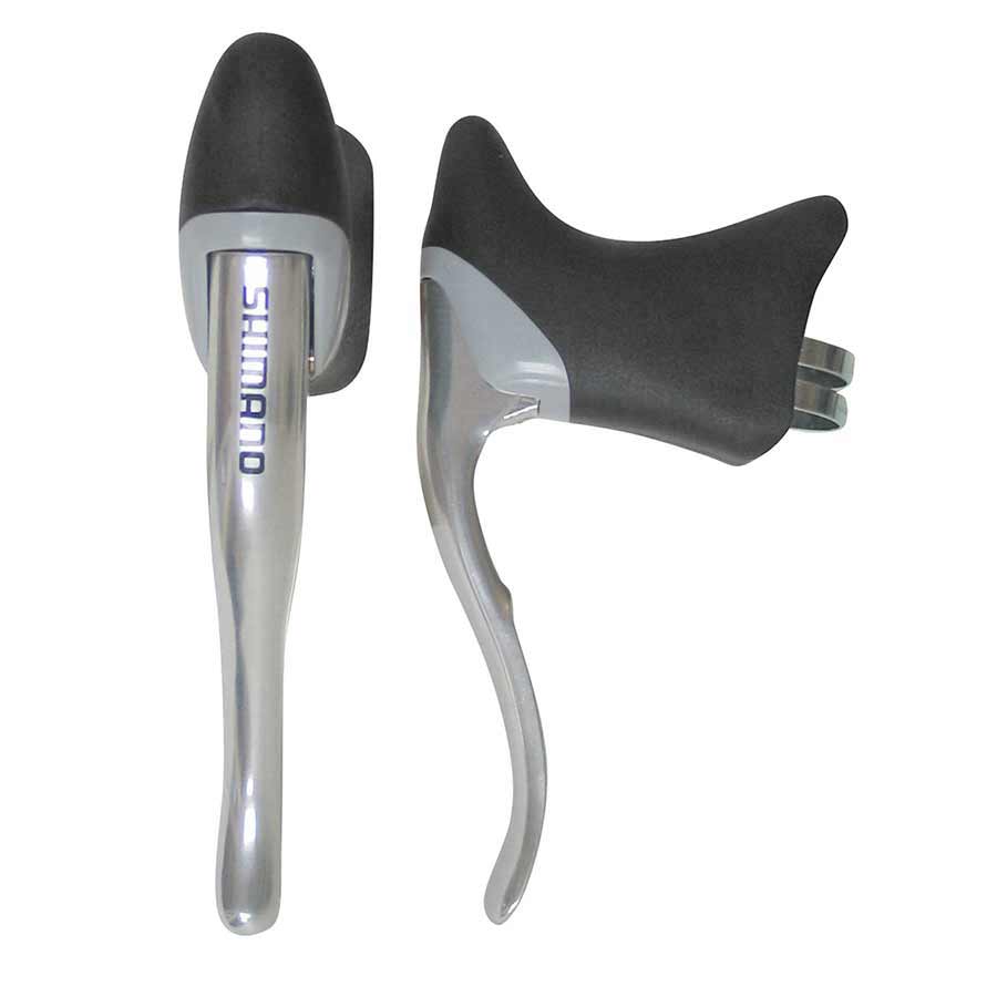 Shimano Sora BL-R400 drop bar brake levers, pair, silver with black hoods