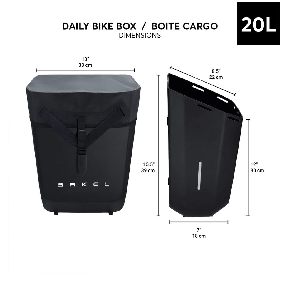 Arkel Daily Cargo Bike Box dimensions diagram