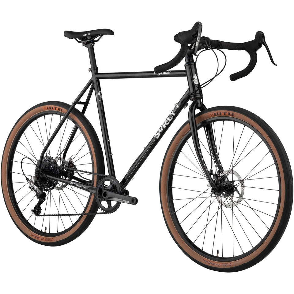 Surly Midnight Special 650b in Black, three-quarter front view