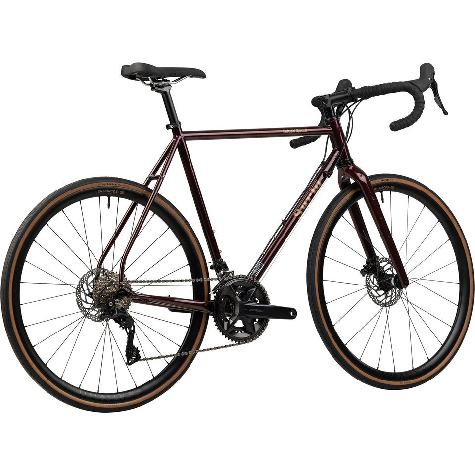 Surly Midnight Special bike in Black Cherry Fizz, three-quarter rear view