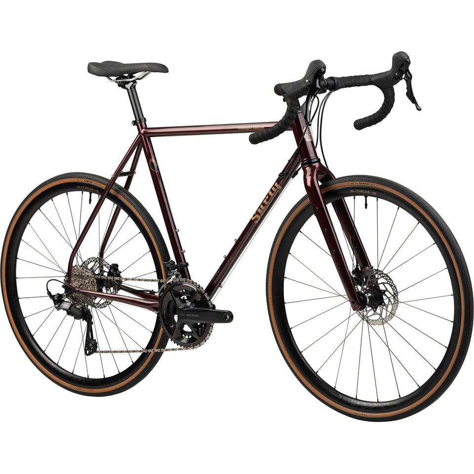 Surly Midnight Special bike in Black Cherry Fizz, three-quarter front view