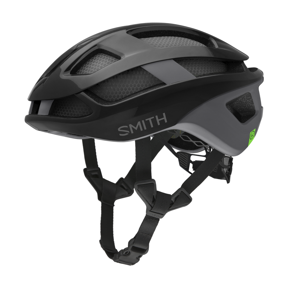 Smith Trace MIPS helmet in Black / Matte Cement, three-quarter view